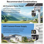 Caméra solaire Wistino 80W40AH, 8MP HD, vision nocturne, zoom 50X, détection de mouvement, étanche, caméra solaire 4G pour extérieu – Image 3
