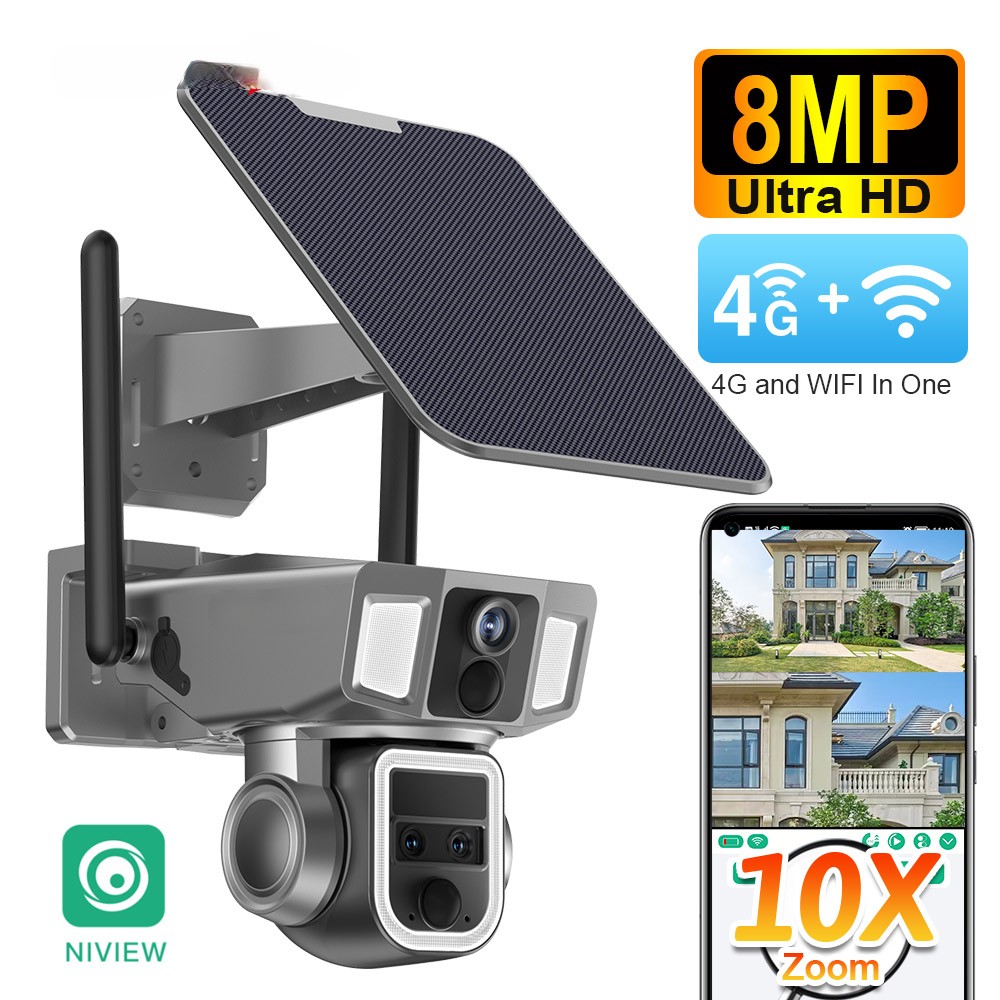 Ha29803f91c4142b79f332ec8df96f2cbd Caméra de Surveillance VISION 2K 4G 4MP avec panneau solaire double objectif Zoom optique 10X Caméra solaire de sécurité PTZ extérieure – Image 1