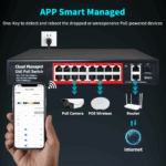 Commutateur PoE Gigabit 16 ports 48V actif IEEE802.3 AF/AT géré pour caméra IP CCTV – Image 5