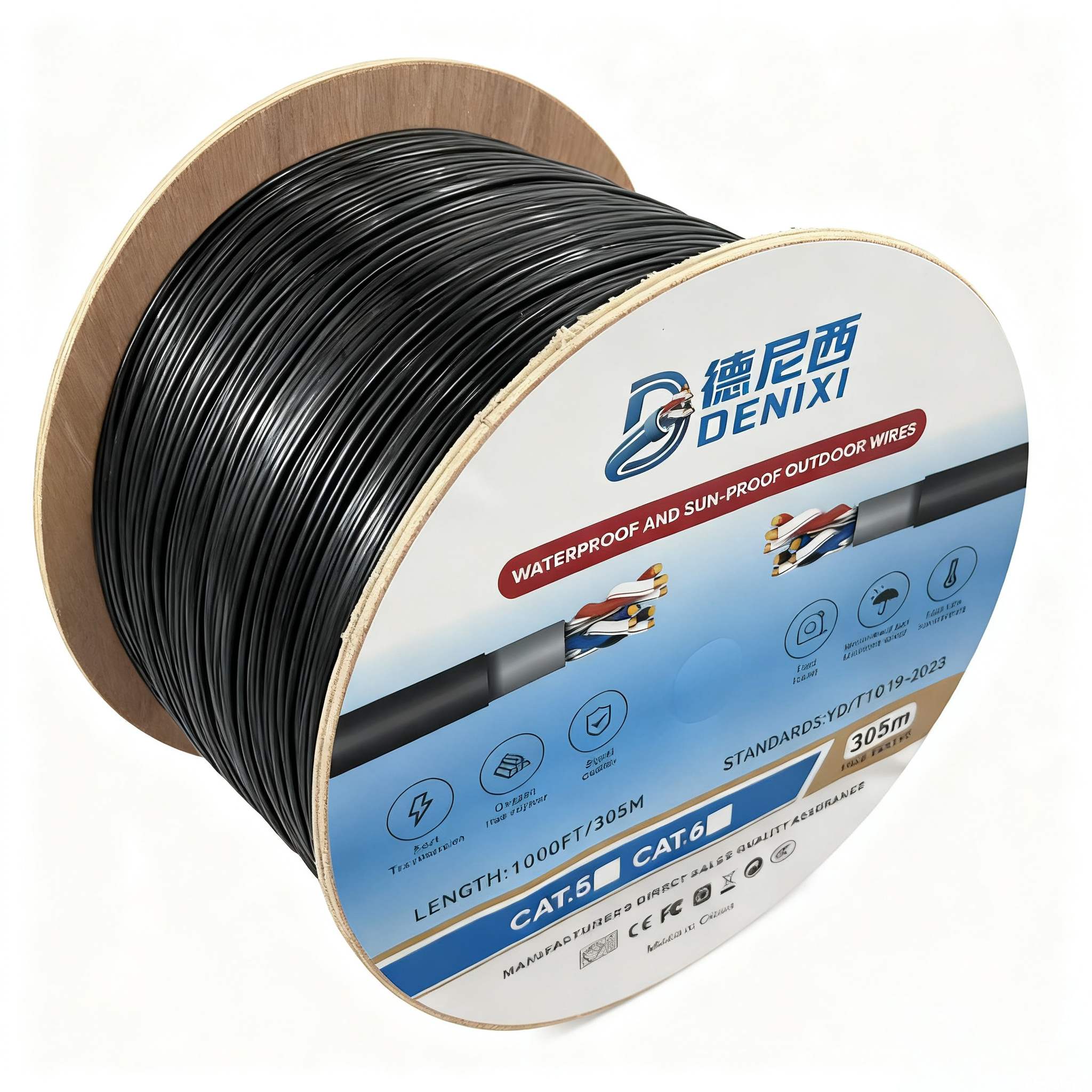 Hd563e4d66b294cf8b92ba2725feeb0174 (1) Câble Ethernet DENIXI 305M 1000ft CAT6 CAT6A 23AWG 24AWG CCA / Conducteur en cuivre pur UTP FTP SFTP Câble réseau – Image 1