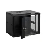 Armoire baie de brassage 19 pouces – 12U porte vitrée 600x450mm noir – Armoire Murale